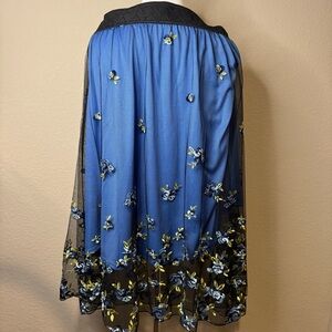 LuLaRoe Blue and Black Floral Lola Skirt